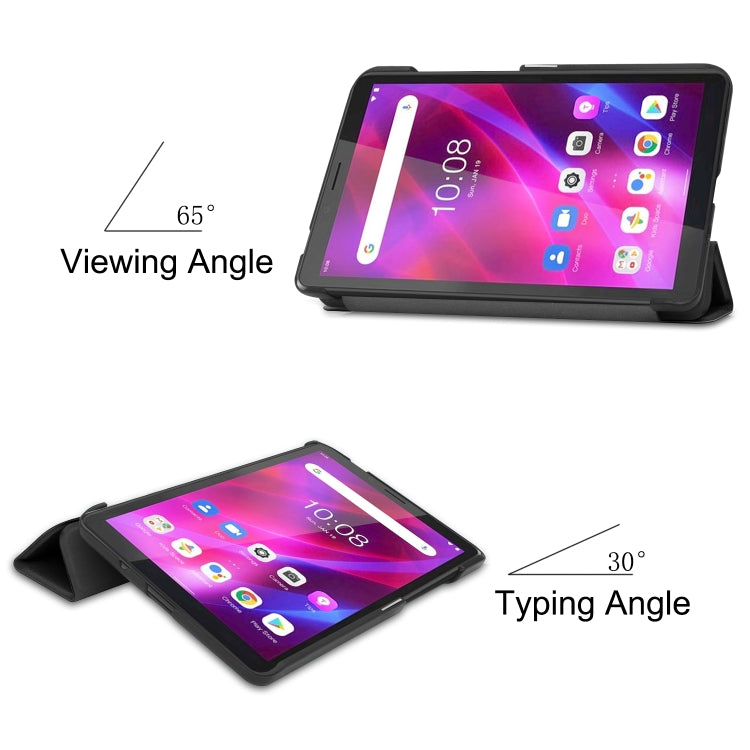 Custer Texture Horizontal Flip Leather Case with Three-folding Holder, For Lenovo Tab M7 3rd Gen