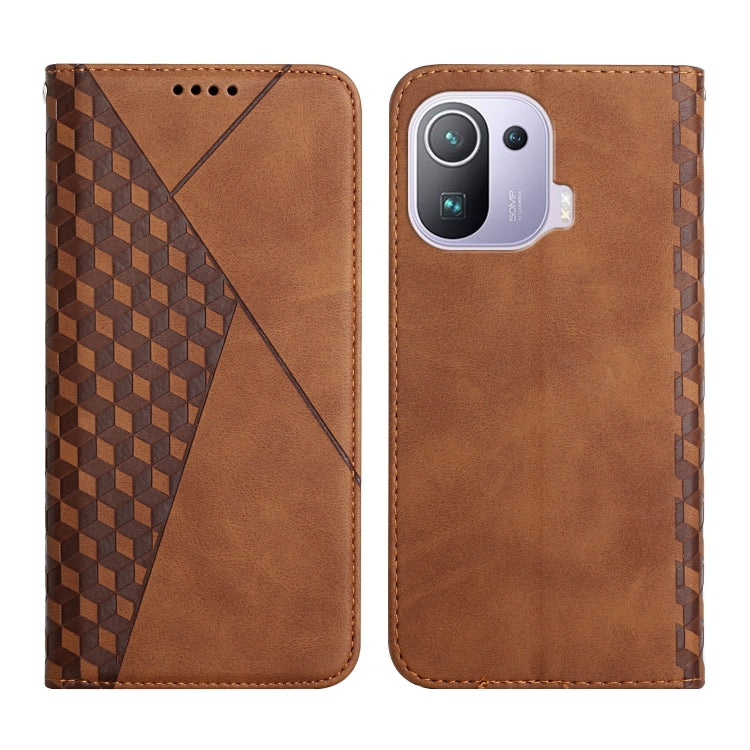 Diamond Pattern Splicing Skin Feel Magnetic Horizontal Flip Leather Case with Card Slots & Holder & Wallet, For Xiaomi Mi 11 Lite, For Xiaomi Mi 11 Pro, For Xiaomi Mi 11, For Xiaomi Poco M3 / Redmi 9T, For Xiaomi Mi 10T Pro 5G / Mi 10T 5G              ...