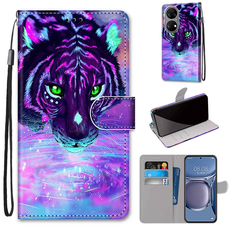Coloured Drawing Cross Texture Horizontal Flip PU Leather Case with Holder & Card Slots & Wallet & Lanyard, For Xiaomi Redmi 10, For Huawei P50