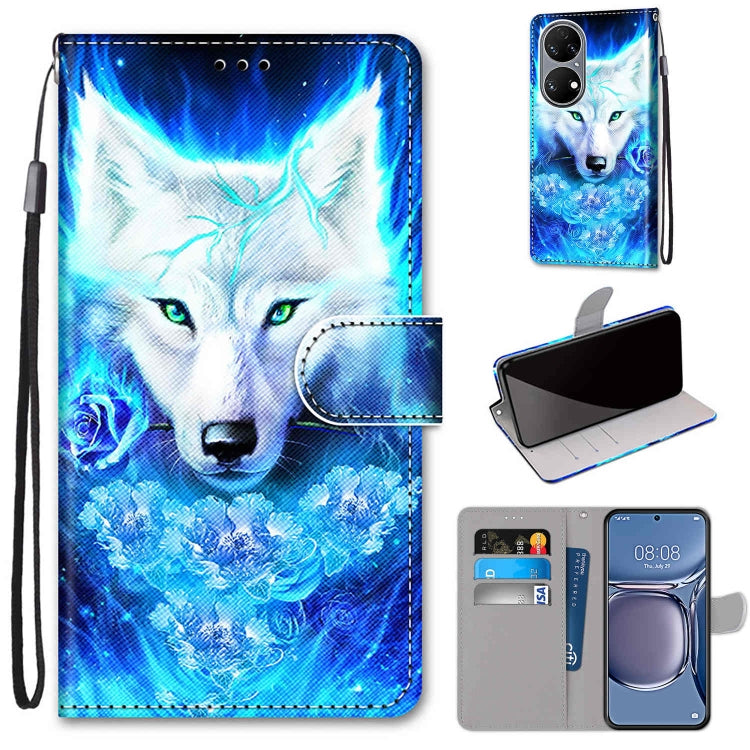 Coloured Drawing Cross Texture Horizontal Flip PU Leather Case with Holder & Card Slots & Wallet & Lanyard, For Xiaomi Redmi 10, For Huawei P50
