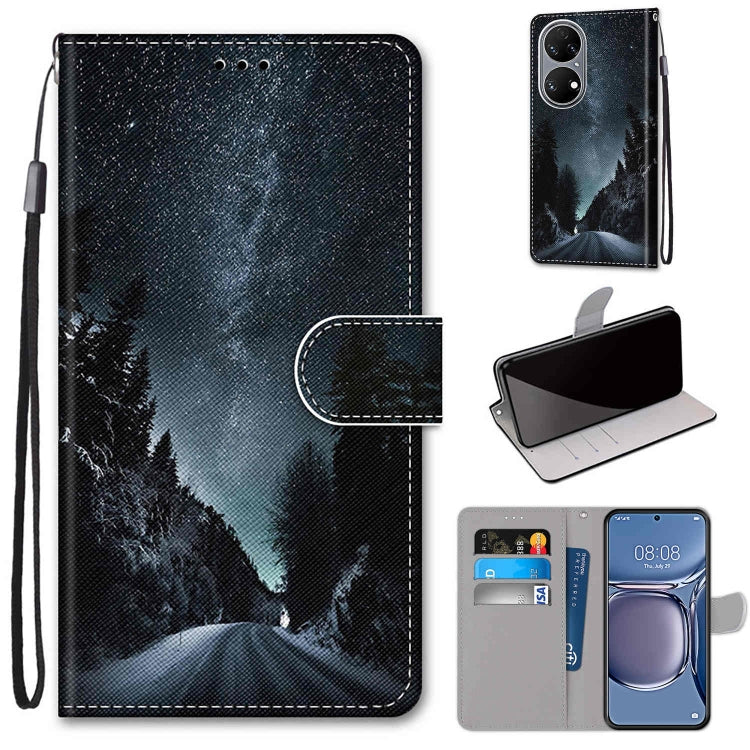 Coloured Drawing Cross Texture Horizontal Flip PU Leather Case with Holder & Card Slots & Wallet & Lanyard, For Xiaomi Redmi 10, For Huawei P50
