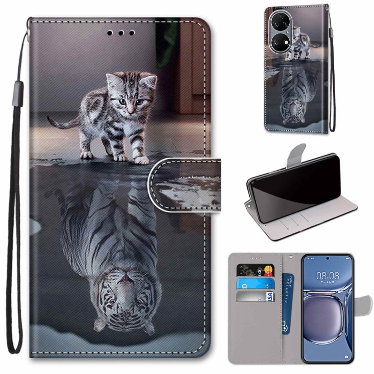 Coloured Drawing Cross Texture Horizontal Flip PU Leather Case with Holder & Card Slots & Wallet & Lanyard, For Xiaomi Redmi 10, For Huawei P50