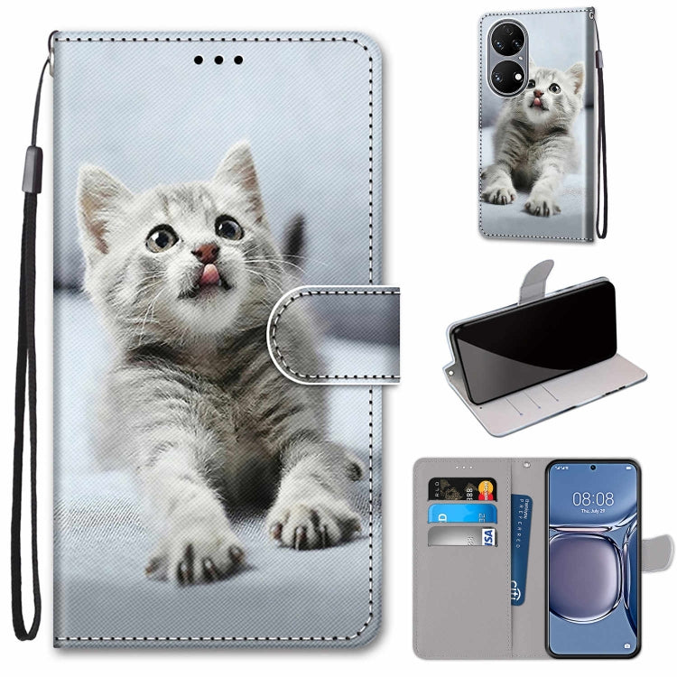 Coloured Drawing Cross Texture Horizontal Flip PU Leather Case with Holder & Card Slots & Wallet & Lanyard, For Xiaomi Redmi 10, For Huawei P50