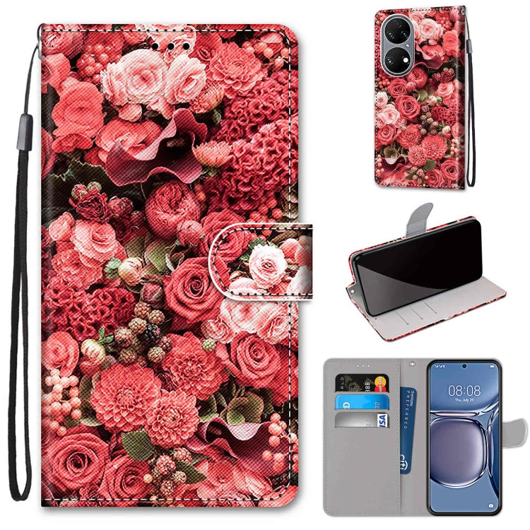 Coloured Drawing Cross Texture Horizontal Flip PU Leather Case with Holder & Card Slots & Wallet & Lanyard, For Xiaomi Redmi 10, For Huawei P50