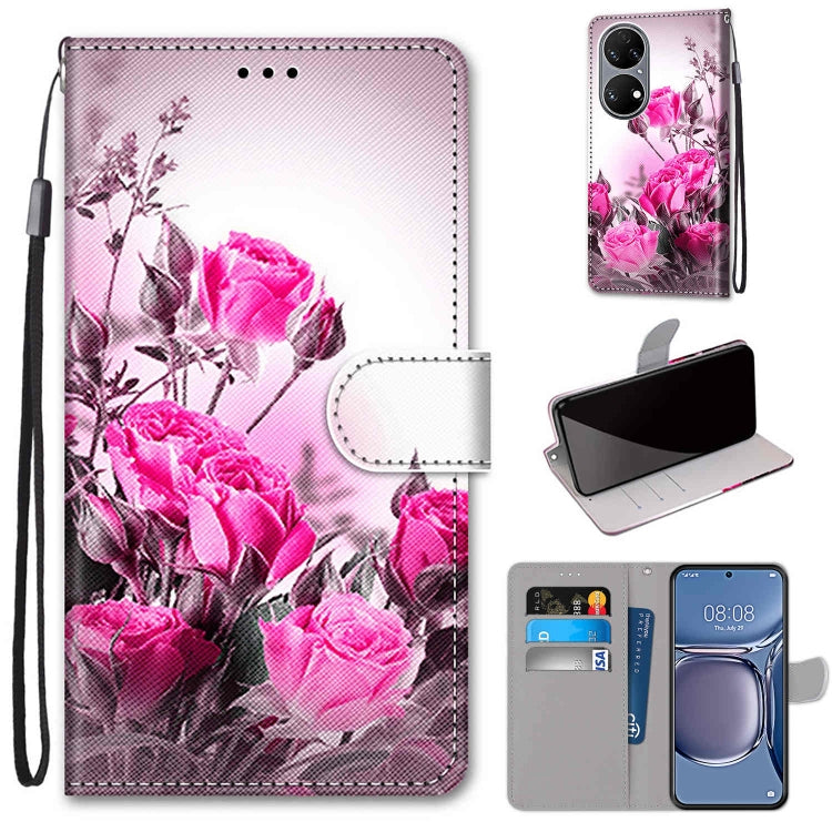 Coloured Drawing Cross Texture Horizontal Flip PU Leather Case with Holder & Card Slots & Wallet & Lanyard, For Xiaomi Redmi 10, For Huawei P50