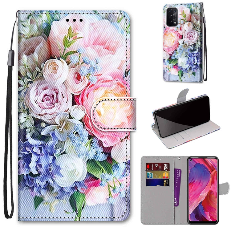 Coloured Drawing Cross Texture Horizontal Flip PU Leather Case with Holder & Card Slots & Wallet & Lanyard, For OPPO A93 5G / A93s 5G / A54 5G / A74 5G, For OPPO A54 4G / A16 4G / A53s 5G / A55 5G