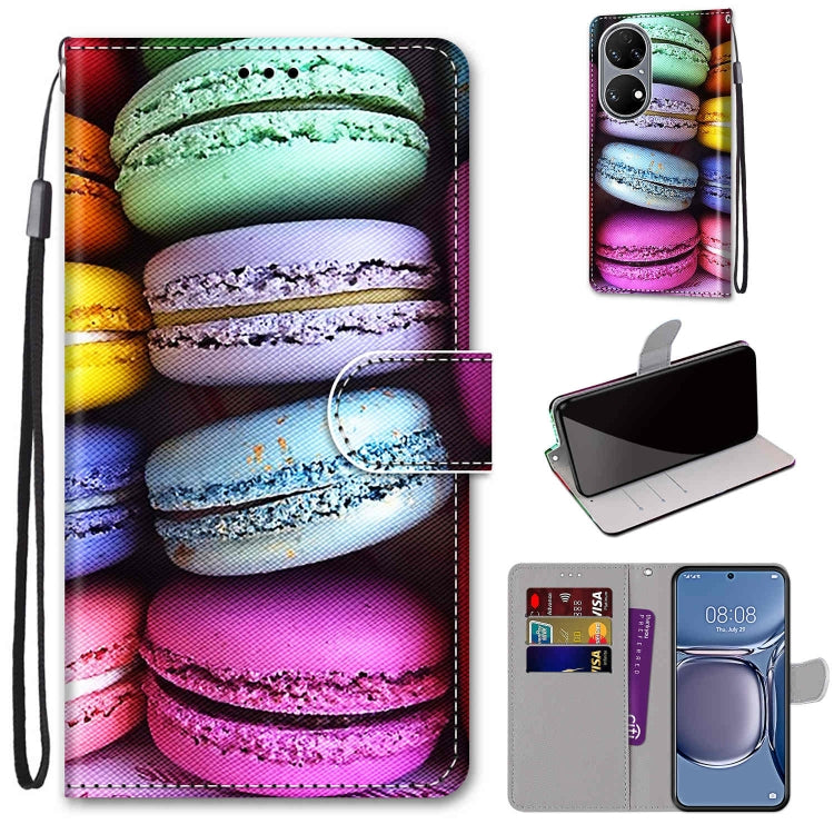 Coloured Drawing Cross Texture Horizontal Flip PU Leather Case with Holder & Card Slots & Wallet & Lanyard, For Huawei P50, For Huawei P50 Pro