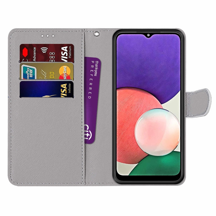 Coloured Drawing Cross Texture Horizontal Flip PU Leather Case with Holder & Card Slots & Wallet & Lanyard, For Samsung Galaxy A22 5G, For Samsung Galaxy M32 4G / F22