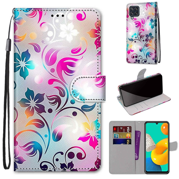 Coloured Drawing Cross Texture Horizontal Flip PU Leather Case with Holder & Card Slots & Wallet & Lanyard, For Samsung Galaxy A22 5G, For Samsung Galaxy M32 4G / F22