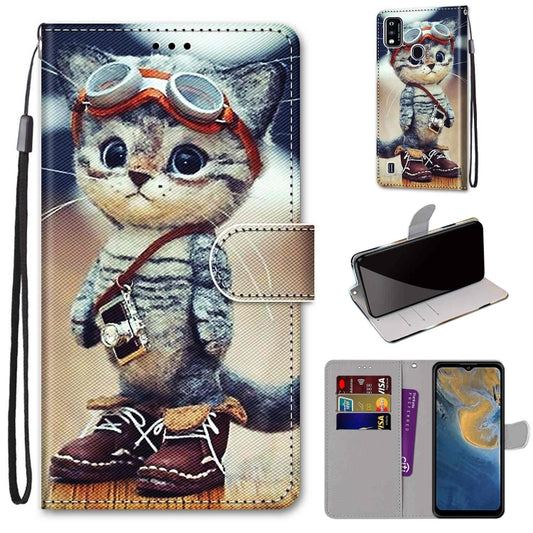 Coloured Drawing Cross Texture Horizontal Flip PU Leather Case with Holder & Card Slots & Wallet & Lanyard, For ZTE Blade A51, For ZTE Blade A71