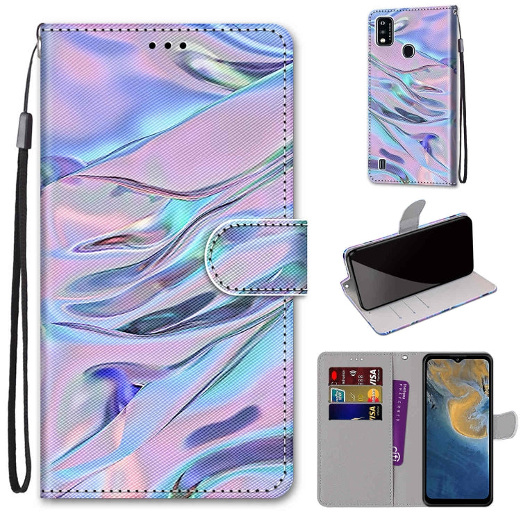 Coloured Drawing Cross Texture Horizontal Flip PU Leather Case with Holder & Card Slots & Wallet & Lanyard, For ZTE Blade A51, For ZTE Blade A71