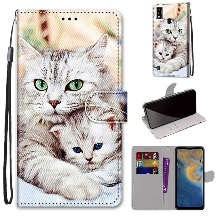 Coloured Drawing Cross Texture Horizontal Flip PU Leather Case with Holder & Card Slots & Wallet & Lanyard, For ZTE Blade A51, For ZTE Blade A71