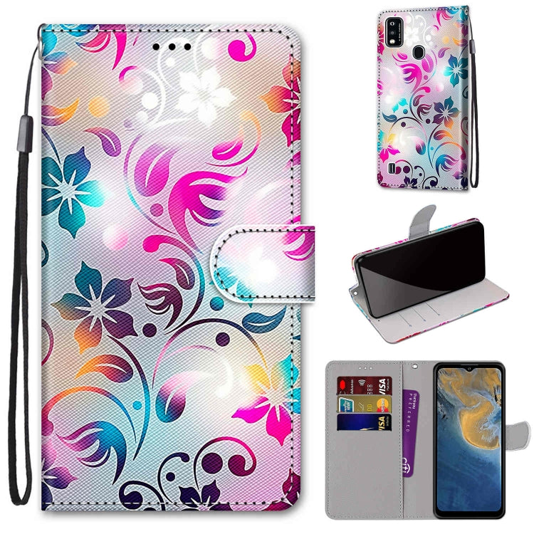 Coloured Drawing Cross Texture Horizontal Flip PU Leather Case with Holder & Card Slots & Wallet & Lanyard, For ZTE Blade A51, For ZTE Blade A71