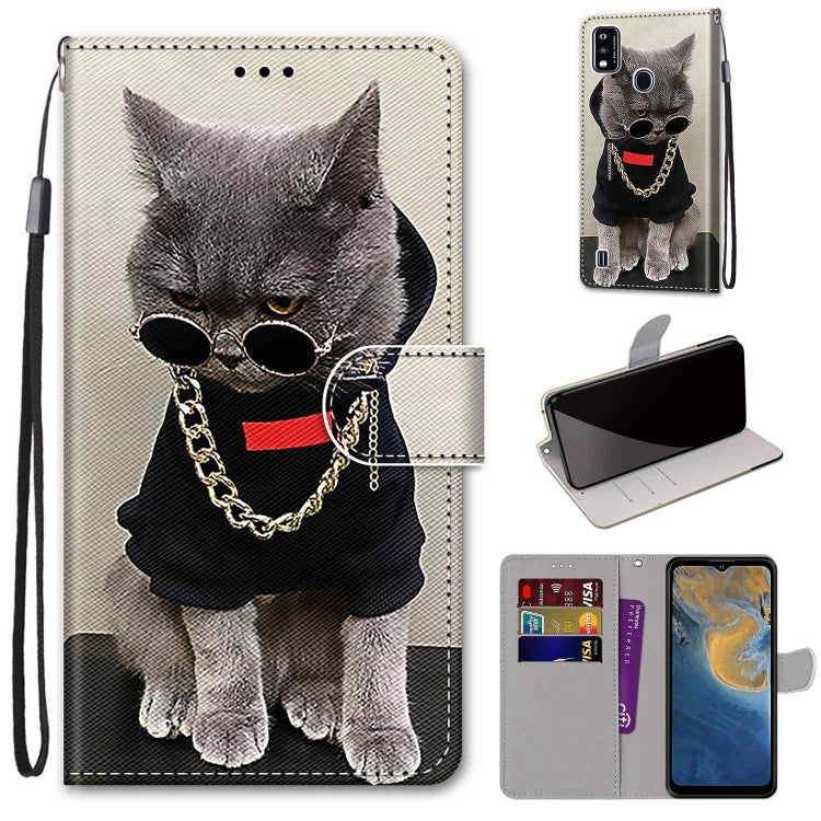 Coloured Drawing Cross Texture Horizontal Flip PU Leather Case with Holder & Card Slots & Wallet & Lanyard, For ZTE Blade A51, For ZTE Blade A71