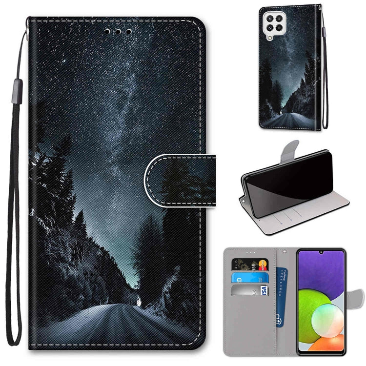 Coloured Drawing Cross Texture Horizontal Flip PU Leather Case with Holder & Card Slots & Wallet & Lanyard, For Samsung Galaxy A22 4G, For Samsung Galaxy A22 5G
