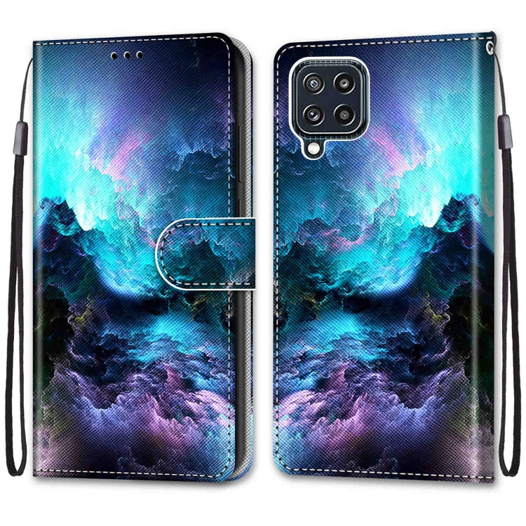 Coloured Drawing Cross Texture Horizontal Flip PU Leather Case with Holder & Card Slots & Wallet & Lanyard, For Samsung Galaxy M32, For Samsung Galaxy F22