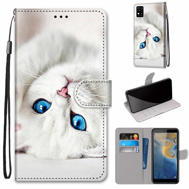 Coloured Drawing Cross Texture Horizontal Flip PU Leather Case with Holder & Card Slots & Wallet & Lanyard, For ZTE Blade A31, For ZTE Blade A51