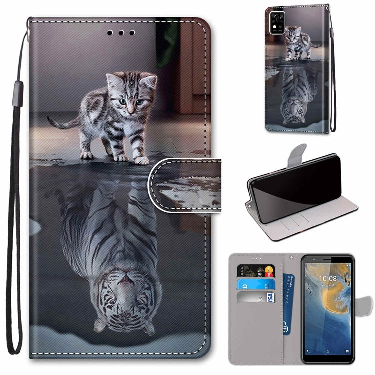 Coloured Drawing Cross Texture Horizontal Flip PU Leather Case with Holder & Card Slots & Wallet & Lanyard, For ZTE Blade A31, For ZTE Blade A51