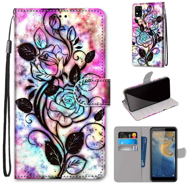 Coloured Drawing Cross Texture Horizontal Flip PU Leather Case with Holder & Card Slots & Wallet & Lanyard, For ZTE Blade A31, For ZTE Blade A51