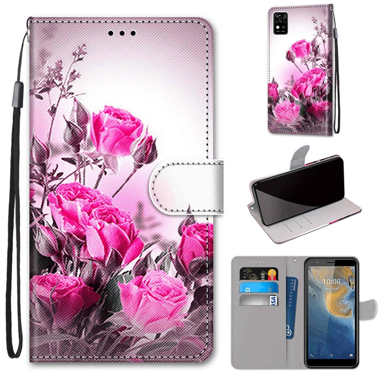 Coloured Drawing Cross Texture Horizontal Flip PU Leather Case with Holder & Card Slots & Wallet & Lanyard, For ZTE Blade A31, For ZTE Blade A51