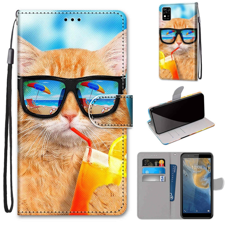 Coloured Drawing Cross Texture Horizontal Flip PU Leather Case with Holder & Card Slots & Wallet & Lanyard, For ZTE Blade A31, For ZTE Blade A51