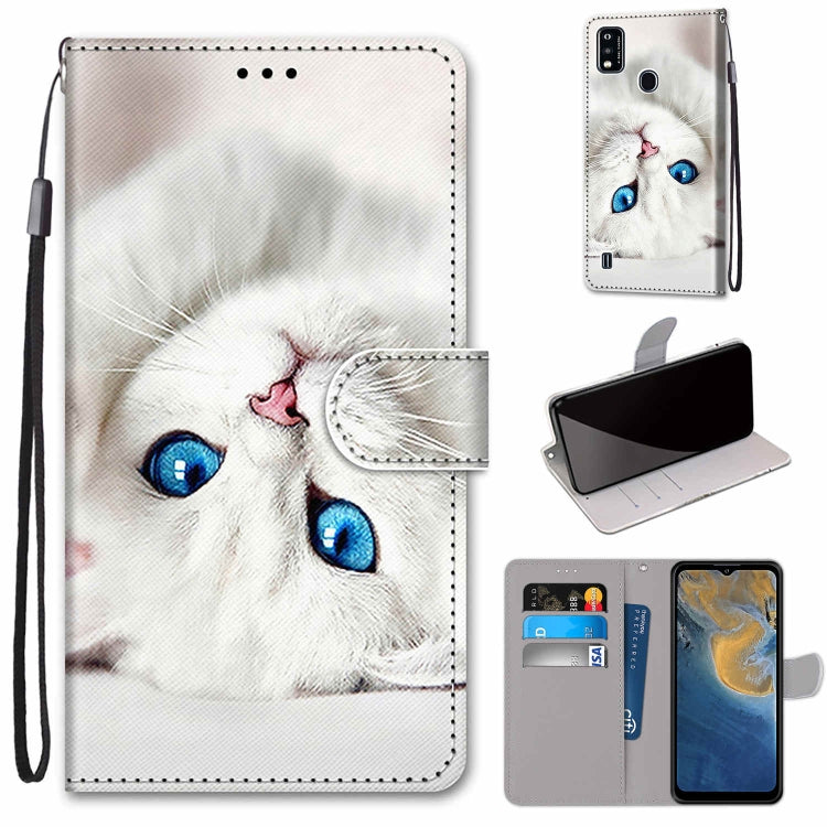 Coloured Drawing Cross Texture Horizontal Flip PU Leather Case with Holder & Card Slots & Wallet & Lanyard, For ZTE Blade A31, For ZTE Blade A51