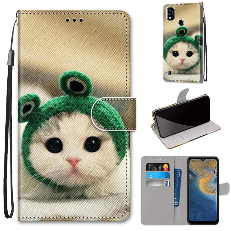 Coloured Drawing Cross Texture Horizontal Flip PU Leather Case with Holder & Card Slots & Wallet & Lanyard, For ZTE Blade A31, For ZTE Blade A51