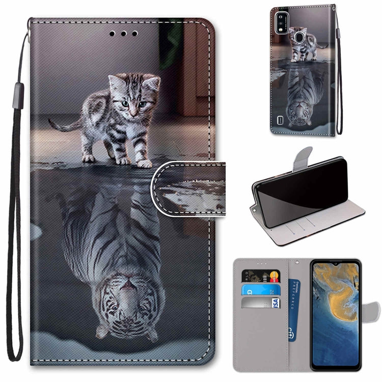 Coloured Drawing Cross Texture Horizontal Flip PU Leather Case with Holder & Card Slots & Wallet & Lanyard, For ZTE Blade A31, For ZTE Blade A51