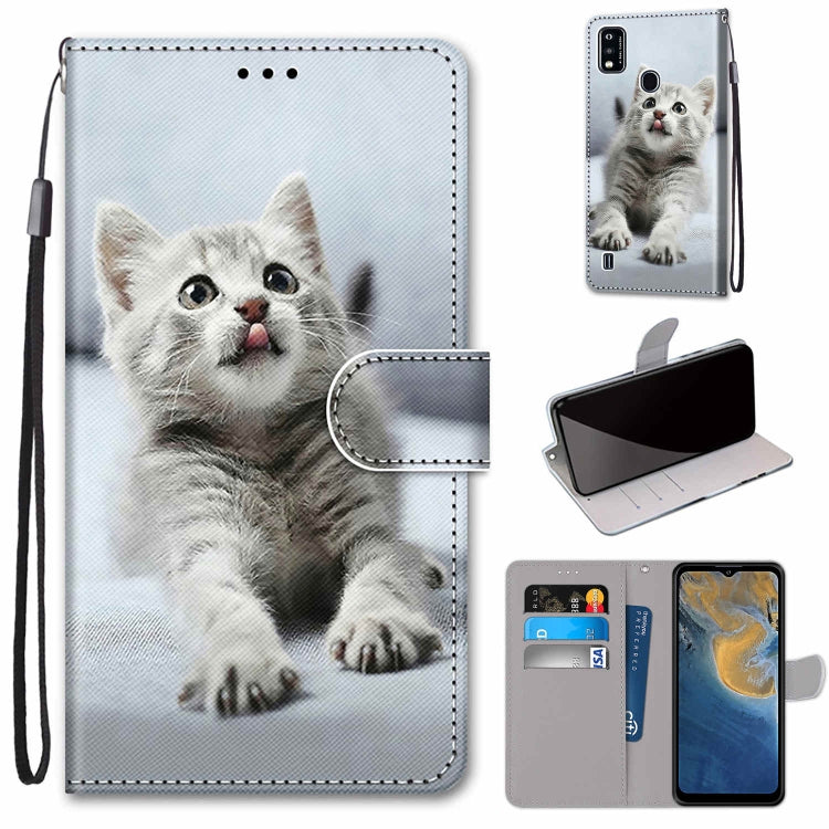 Coloured Drawing Cross Texture Horizontal Flip PU Leather Case with Holder & Card Slots & Wallet & Lanyard, For ZTE Blade A31, For ZTE Blade A51