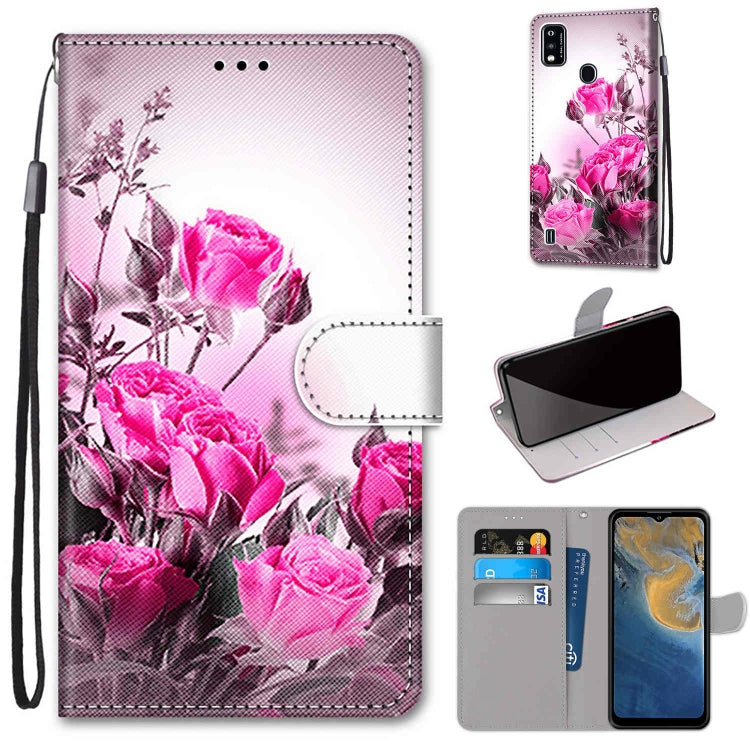 Coloured Drawing Cross Texture Horizontal Flip PU Leather Case with Holder & Card Slots & Wallet & Lanyard, For ZTE Blade A31, For ZTE Blade A51