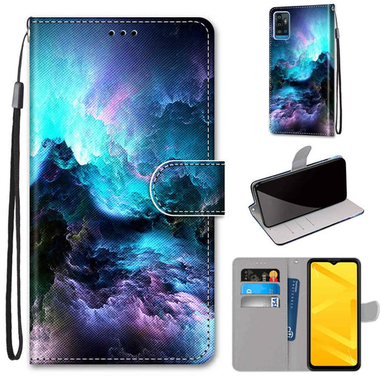 Coloured Drawing Cross Texture Horizontal Flip PU Leather Case with Holder & Card Slots & Wallet & Lanyard, For ZTE Blade A71