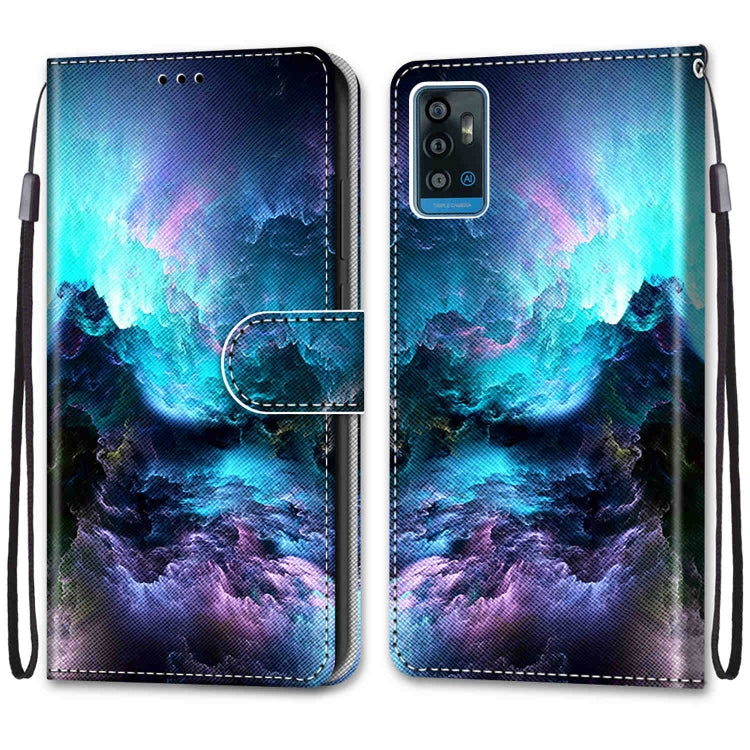 Coloured Drawing Cross Texture Horizontal Flip PU Leather Case with Holder & Card Slots & Wallet & Lanyard, For ZTE Blade A71