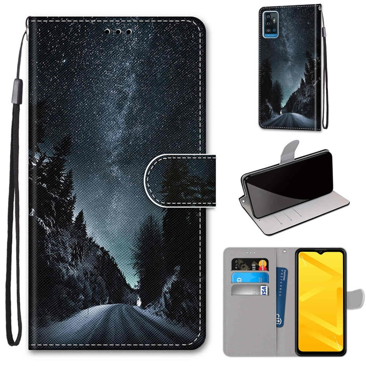 Coloured Drawing Cross Texture Horizontal Flip PU Leather Case with Holder & Card Slots & Wallet & Lanyard, For ZTE Blade A71