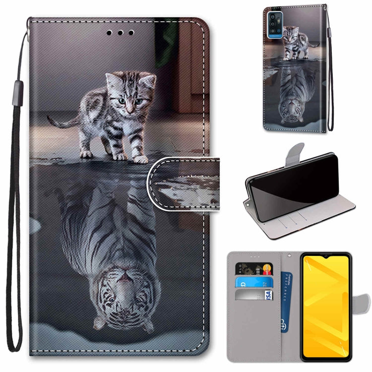 Coloured Drawing Cross Texture Horizontal Flip PU Leather Case with Holder & Card Slots & Wallet & Lanyard, For ZTE Blade A71