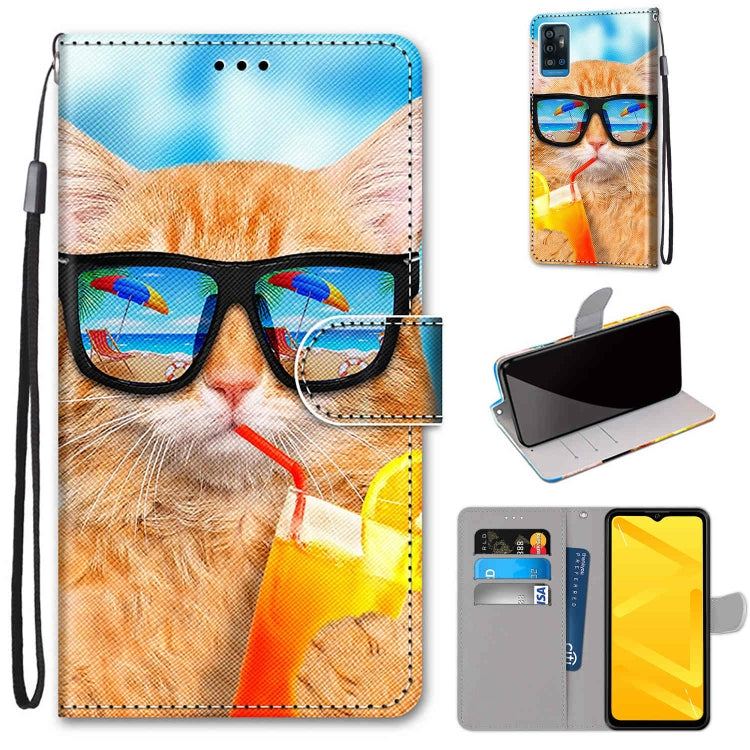Coloured Drawing Cross Texture Horizontal Flip PU Leather Case with Holder & Card Slots & Wallet & Lanyard, For ZTE Blade A71