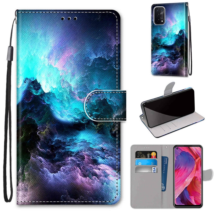 Coloured Drawing Cross Texture Horizontal Flip PU Leather Case with Holder & Card Slots & Wallet & Lanyard, For OPPO A54 5G / A74 5G / A93 5G / A93s 5G, For OPPO A55 5G / A54 4G / A53s 5G / A16 4G