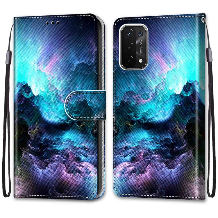 Coloured Drawing Cross Texture Horizontal Flip PU Leather Case with Holder & Card Slots & Wallet & Lanyard, For OPPO A54 5G / A74 5G / A93 5G / A93s 5G, For OPPO A55 5G / A54 4G / A53s 5G / A16 4G