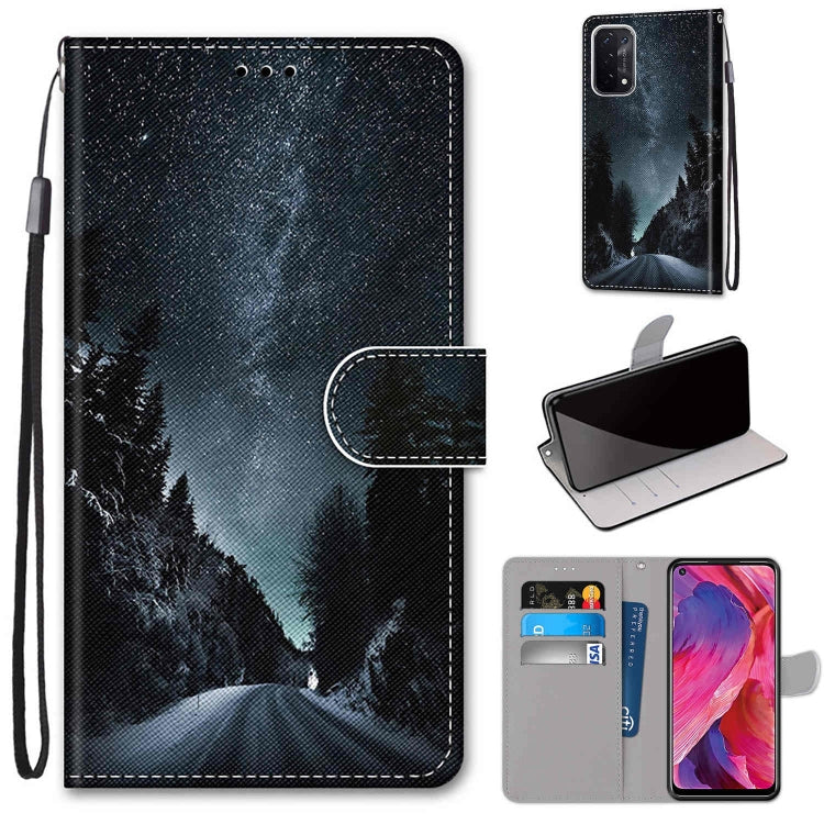 Coloured Drawing Cross Texture Horizontal Flip PU Leather Case with Holder & Card Slots & Wallet & Lanyard, For OPPO A54 5G / A74 5G / A93 5G / A93s 5G, For OPPO A55 5G / A54 4G / A53s 5G / A16 4G