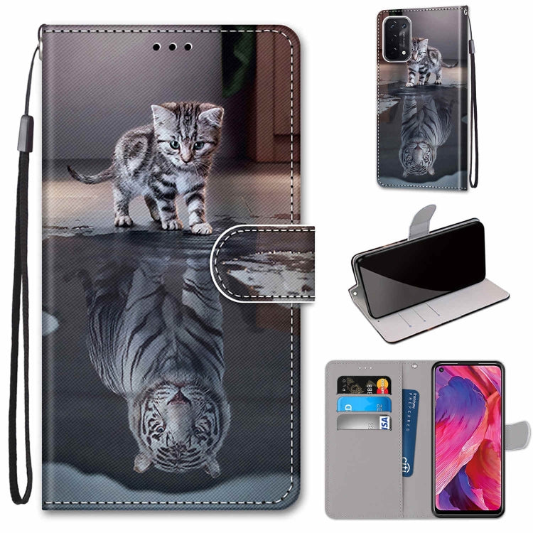 Coloured Drawing Cross Texture Horizontal Flip PU Leather Case with Holder & Card Slots & Wallet & Lanyard, For OPPO A54 5G / A74 5G / A93 5G / A93s 5G, For OPPO A55 5G / A54 4G / A53s 5G / A16 4G