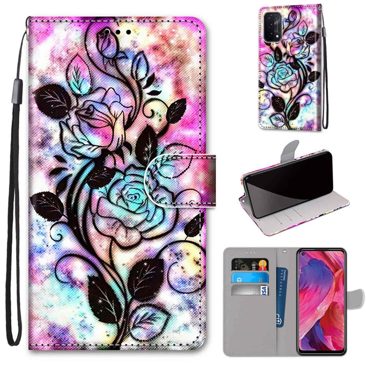 Coloured Drawing Cross Texture Horizontal Flip PU Leather Case with Holder & Card Slots & Wallet & Lanyard, For OPPO A54 5G / A74 5G / A93 5G / A93s 5G, For OPPO A55 5G / A54 4G / A53s 5G / A16 4G