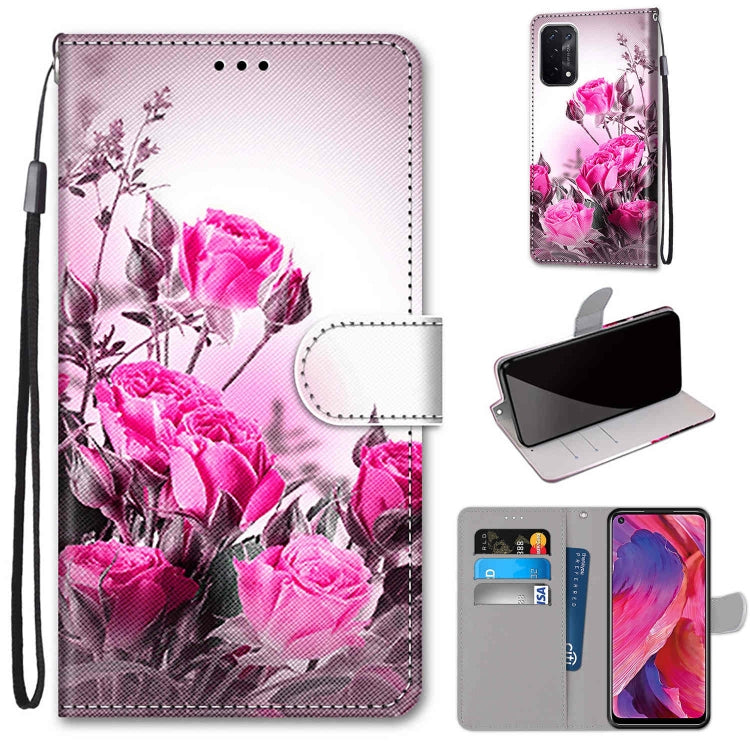 Coloured Drawing Cross Texture Horizontal Flip PU Leather Case with Holder & Card Slots & Wallet & Lanyard, For OPPO A54 5G / A74 5G / A93 5G / A93s 5G, For OPPO A55 5G / A54 4G / A53s 5G / A16 4G