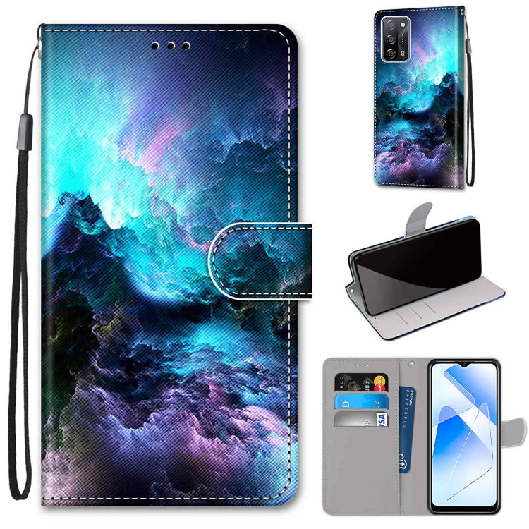 Coloured Drawing Cross Texture Horizontal Flip PU Leather Case with Holder & Card Slots & Wallet & Lanyard, For OPPO A54 5G / A74 5G / A93 5G / A93s 5G, For OPPO A55 5G / A54 4G / A53s 5G / A16 4G