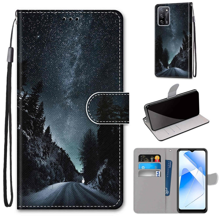 Coloured Drawing Cross Texture Horizontal Flip PU Leather Case with Holder & Card Slots & Wallet & Lanyard, For OPPO A54 5G / A74 5G / A93 5G / A93s 5G, For OPPO A55 5G / A54 4G / A53s 5G / A16 4G