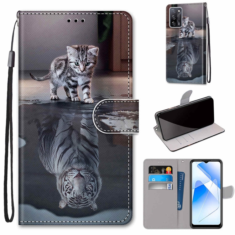 Coloured Drawing Cross Texture Horizontal Flip PU Leather Case with Holder & Card Slots & Wallet & Lanyard, For OPPO A54 5G / A74 5G / A93 5G / A93s 5G, For OPPO A55 5G / A54 4G / A53s 5G / A16 4G