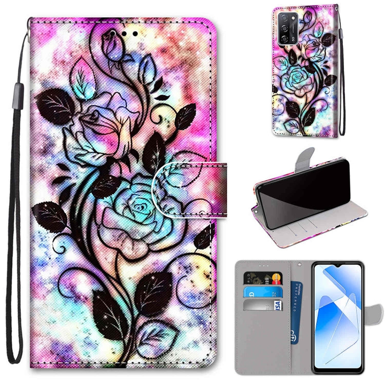 Coloured Drawing Cross Texture Horizontal Flip PU Leather Case with Holder & Card Slots & Wallet & Lanyard, For OPPO A54 5G / A74 5G / A93 5G / A93s 5G, For OPPO A55 5G / A54 4G / A53s 5G / A16 4G