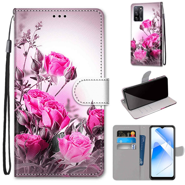 Coloured Drawing Cross Texture Horizontal Flip PU Leather Case with Holder & Card Slots & Wallet & Lanyard, For OPPO A54 5G / A74 5G / A93 5G / A93s 5G, For OPPO A55 5G / A54 4G / A53s 5G / A16 4G