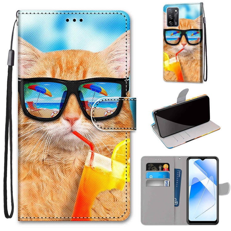 Coloured Drawing Cross Texture Horizontal Flip PU Leather Case with Holder & Card Slots & Wallet & Lanyard, For OPPO A54 5G / A74 5G / A93 5G / A93s 5G, For OPPO A55 5G / A54 4G / A53s 5G / A16 4G
