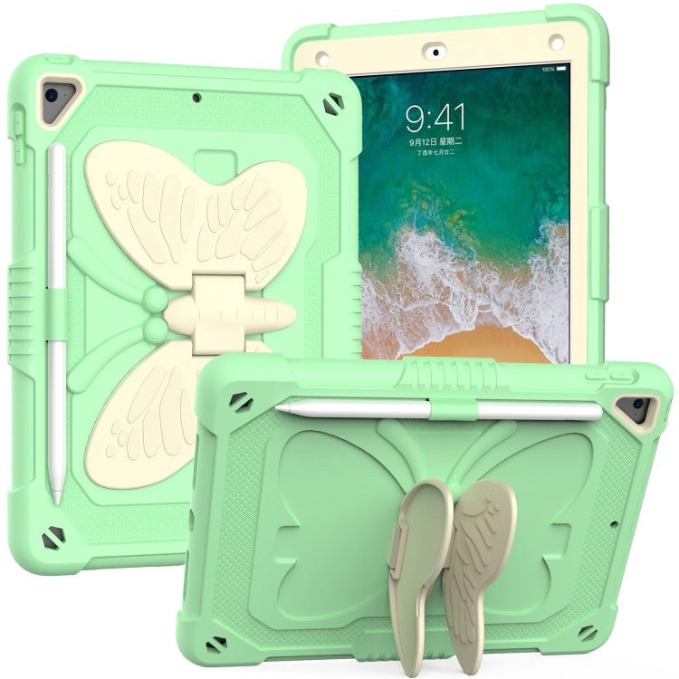 Beige PC + Silicone Anti-drop Protective Case with Butterfly Shape Holder & Pen Slot, For iPad 9.7 2018 & 2017 / Pro 9.7 inch / Air 2 / 6, For iPad 10.2 2021 & 2020 & 2019 / Air 3 10.5 inch, For iPad 10.2 2020 & 2019 / Air 3 10.5 inch                  ...