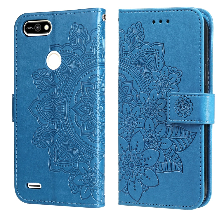 7-petal Flowers Embossing Pattern Horizontal Flip PU Leather Case with Holder & Card Slots & Wallet & Photo Frame, For Tecno Pop 2 F, For Tecno Spark 6, For Tecno Spark 6 Go
