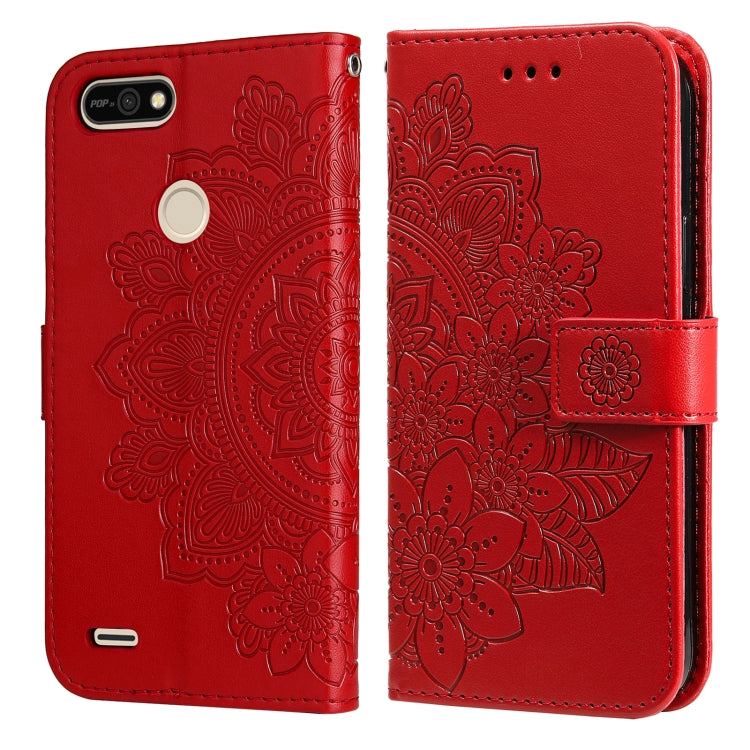 7-petal Flowers Embossing Pattern Horizontal Flip PU Leather Case with Holder & Card Slots & Wallet & Photo Frame, For Tecno Pop 2 F, For Tecno Spark 6, For Tecno Spark 6 Go